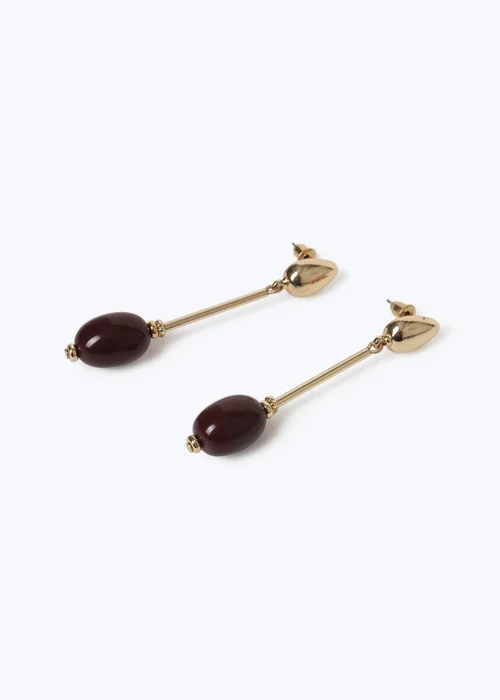 Muse Burgundy Stone Textured Stick Earrings - One Size Image 2