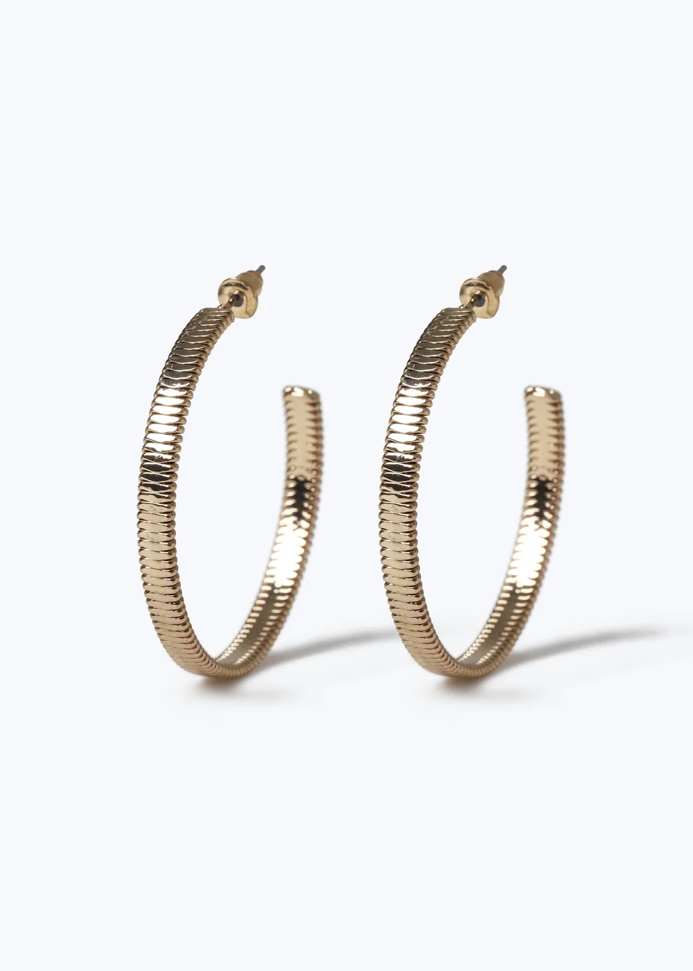 Muse Gold Textured Hoop Earrings - One Size Image 1