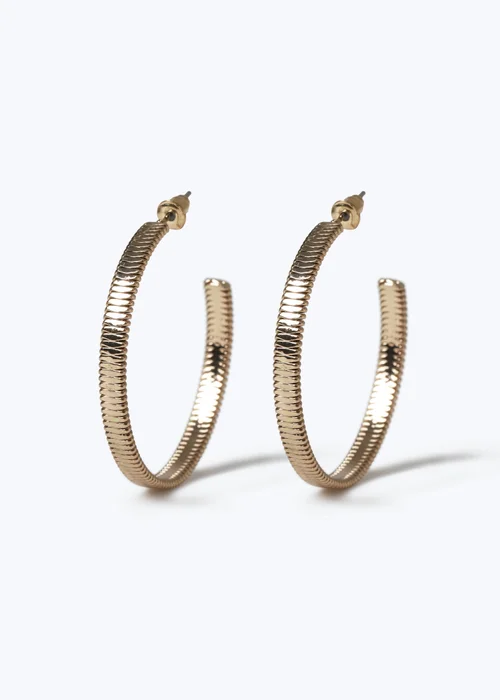 Muse Gold Textured Hoop Earrings - One Size Image 1