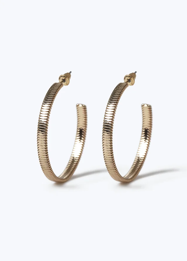 Muse Gold Textured Hoop Earrings