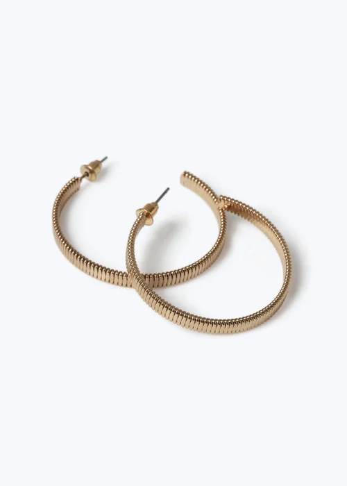 Muse Gold Textured Hoop Earrings - One Size Image 2
