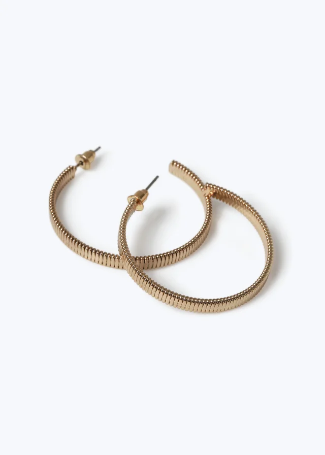 Muse Gold Textured Hoop Earrings