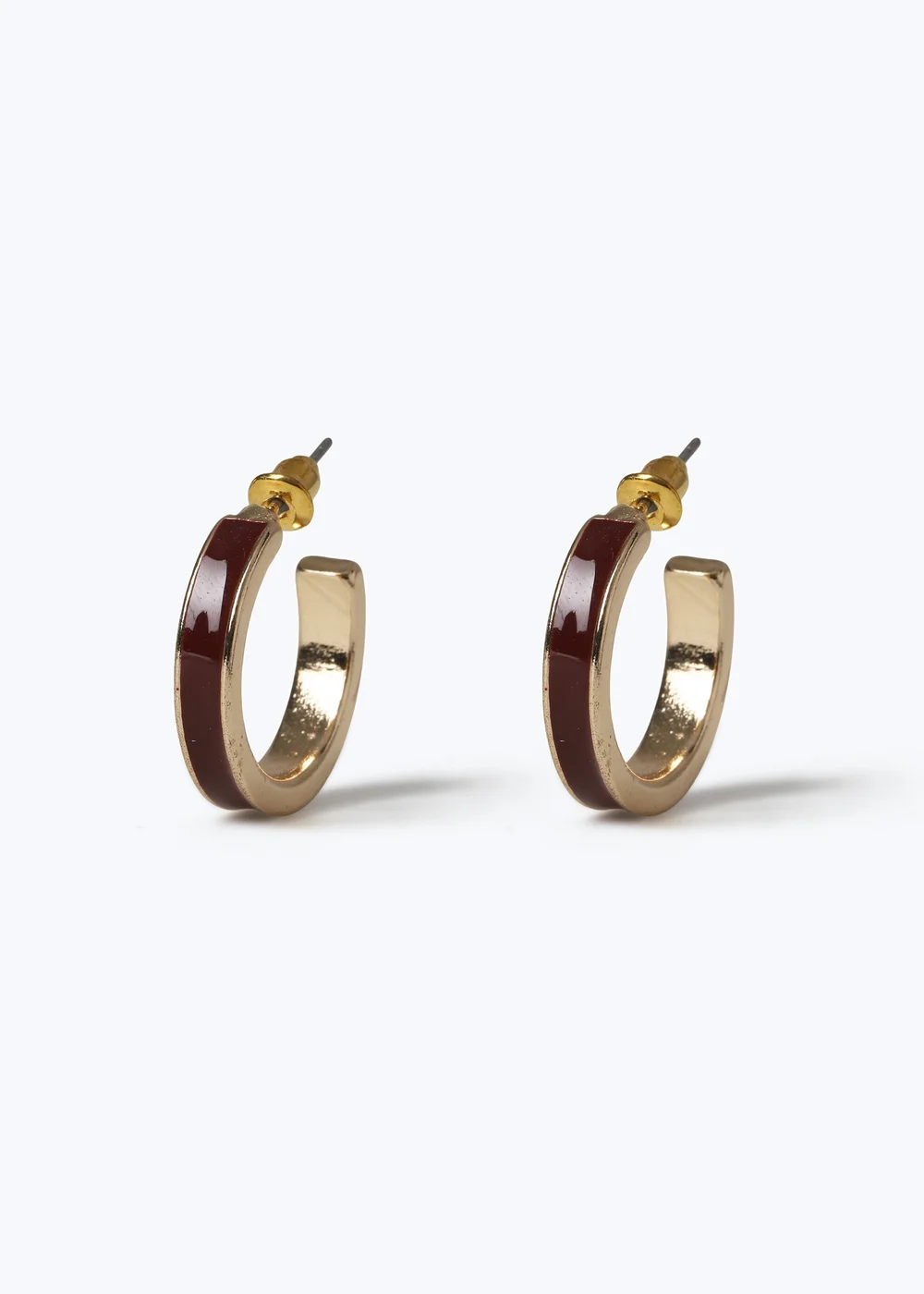 Muse Gold/Burgundy Mini Hoop Earrings - One Size Image 1