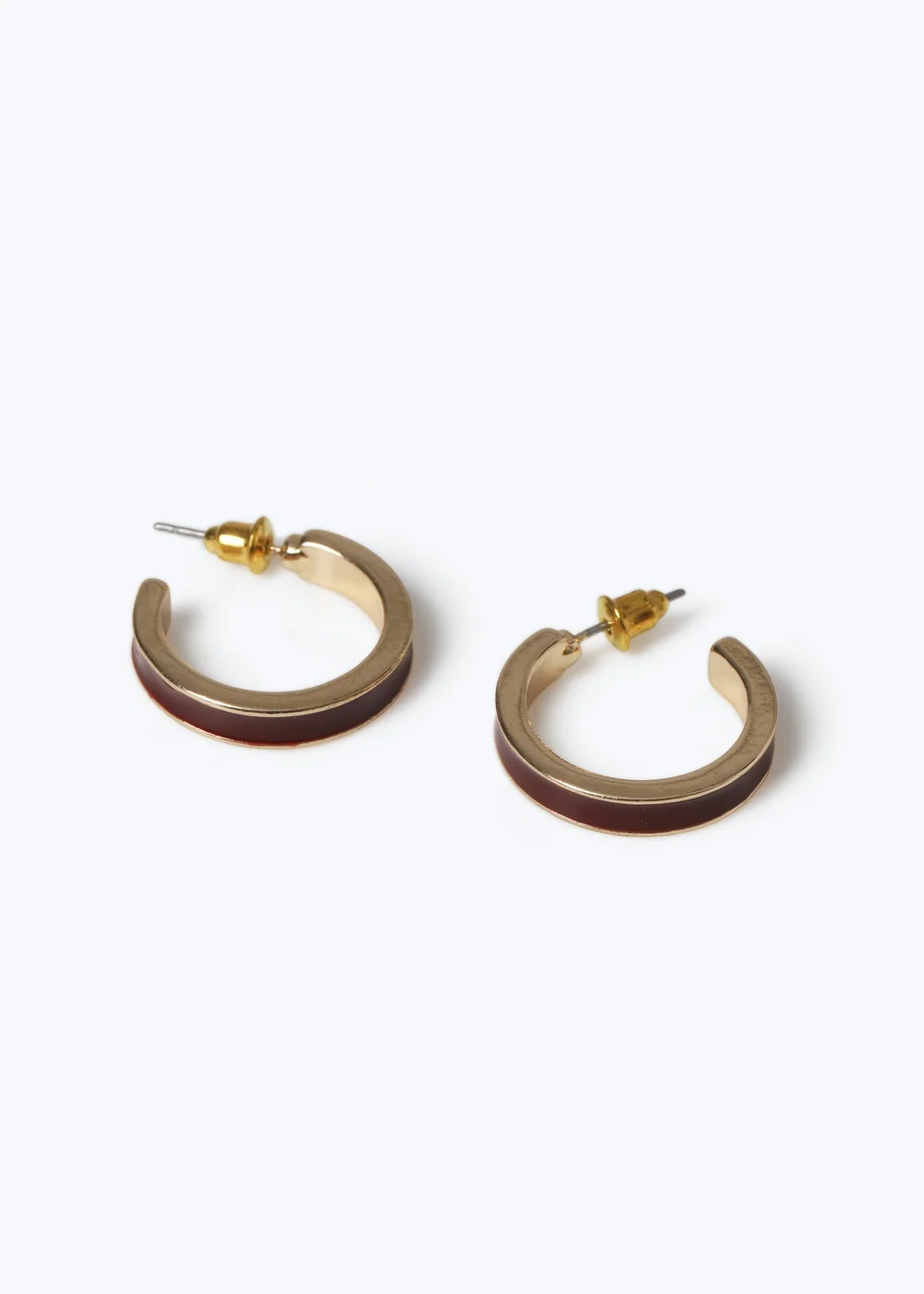 Muse Gold/Burgundy Mini Hoop Earrings - One Size Image 2