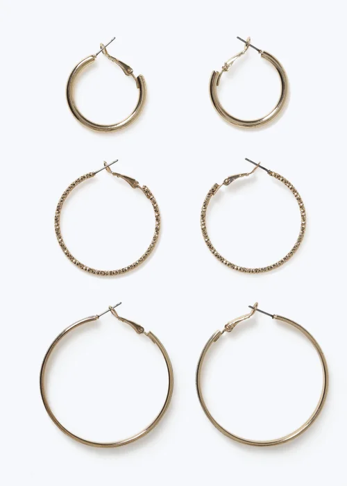 Muse 3 Pack Gold Glitter Hoops - One Size Image 2