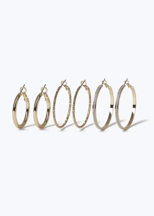 Muse 3 Pack Gold Glitter Hoops - One Size Image 1