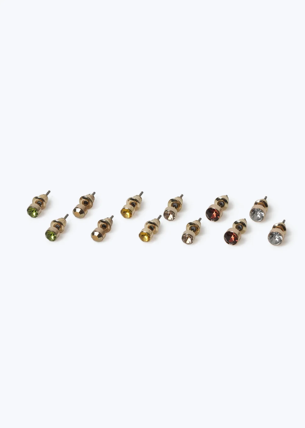 6 Pack Muse Multicoloured Topaz Studs - One Size Image 2