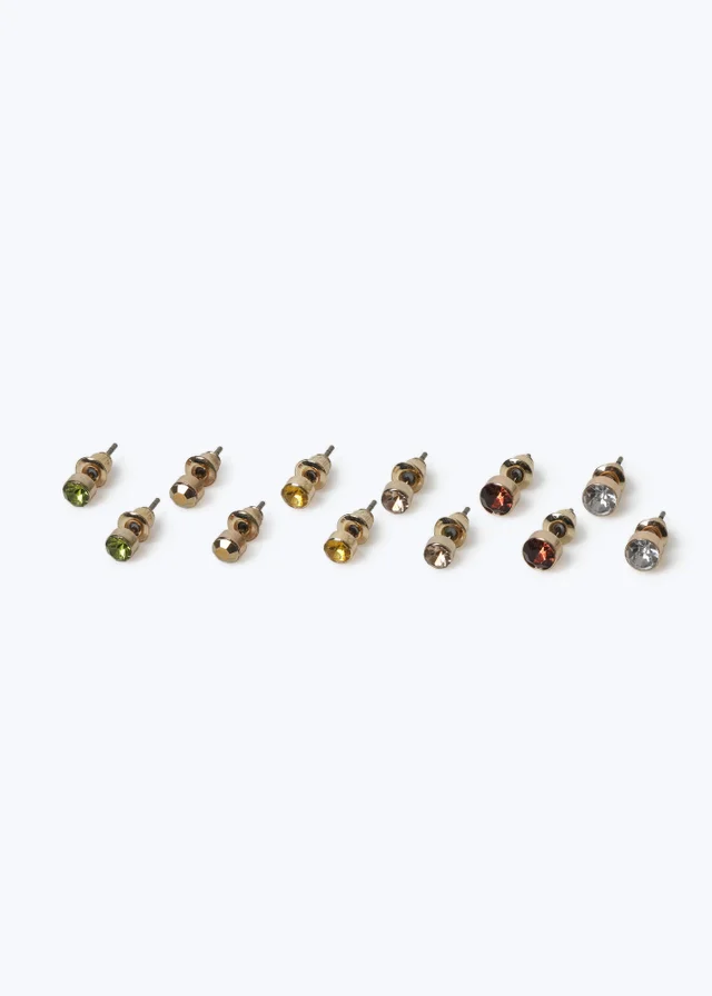 6 Pack Muse Multicoloured Topaz Studs