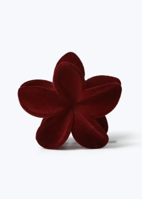 Muse Burgundy Flocked Flower Claw Clip - One Size Image 1