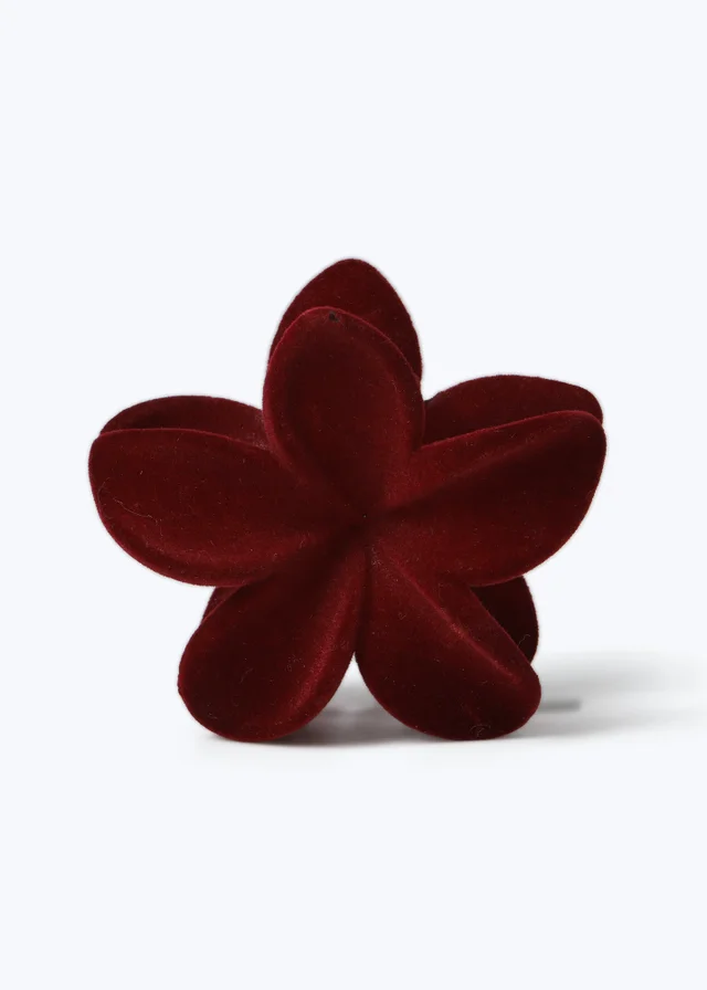 Muse Burgundy Flocked Flower Claw Clip