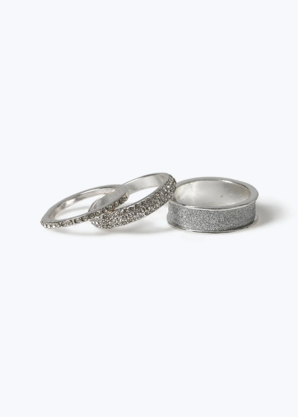 Muse 3 Pack Silver Glitter Paper and Rhinestone Rings - 19mm Image 1