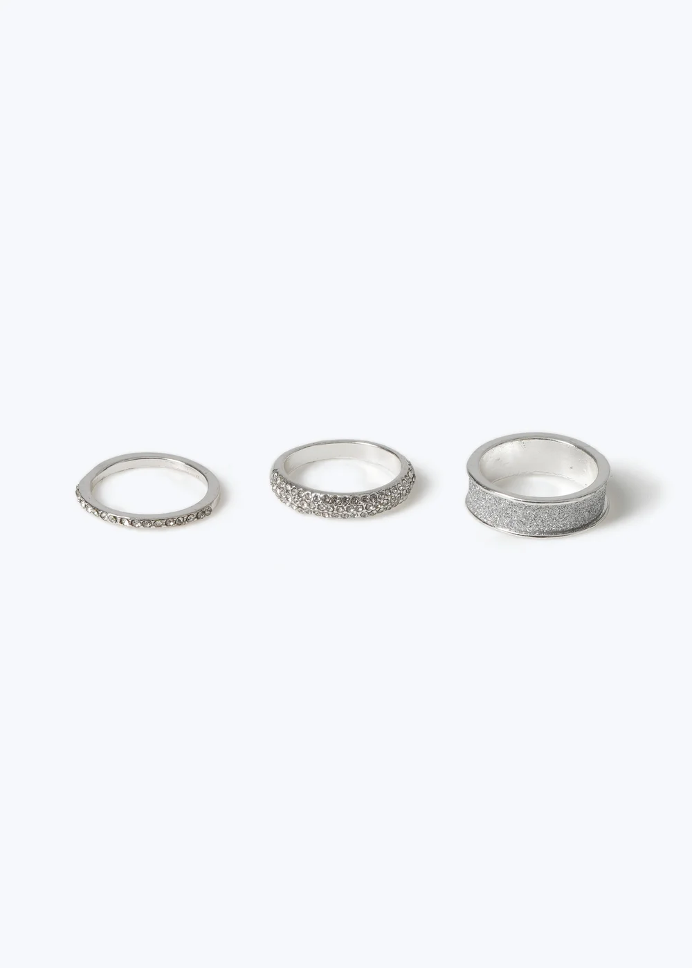 Muse 3 Pack Silver Glitter Paper and Rhinestone Rings - 19mm Image 2