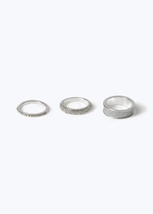 Muse 3 Pack Silver Glitter Paper and Rhinestone Rings - 19mm Image 2