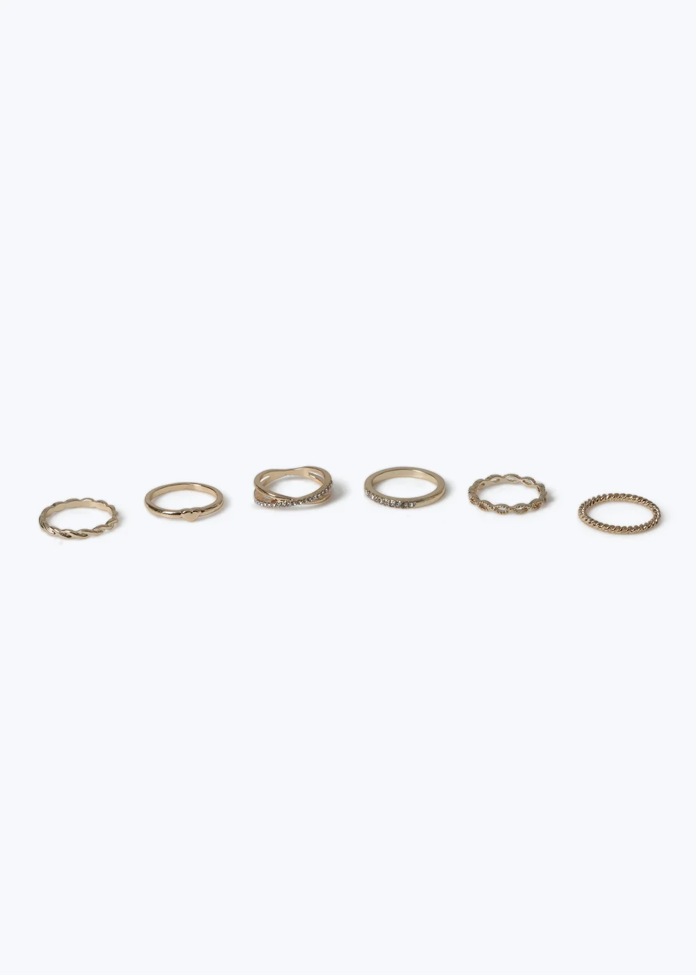 Muse Gold Stacking Heart Rhinestone Ring Multipack - 18mm Image 2