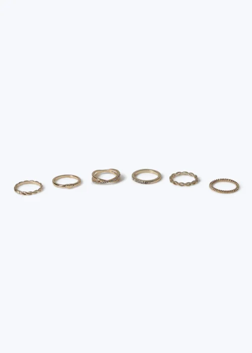 Muse Gold Stacking Heart Rhinestone Ring Multipack - 18mm Image 2