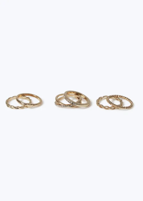 Muse Gold Stacking Heart Rhinestone Ring Multipack - 18mm Image 1