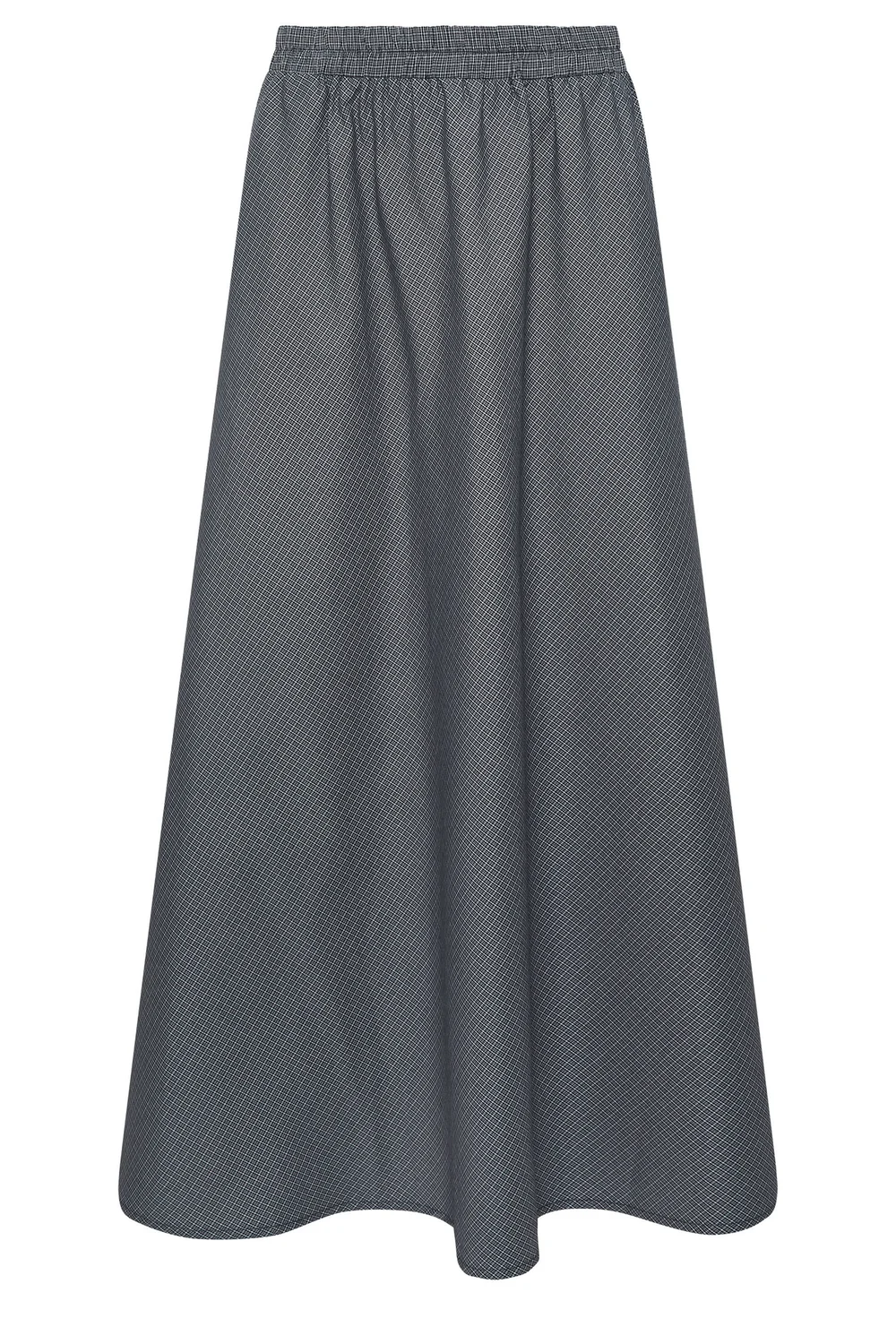 PixieGirl Petite Navy Blue Gingham Cotton Maxi Skirt - 18 Image 5