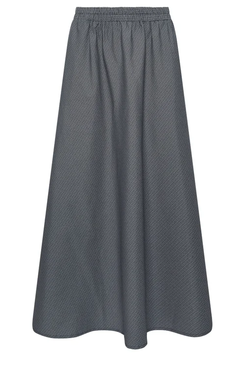 PixieGirl Petite Navy Blue Gingham Cotton Maxi Skirt - 18 Image 5