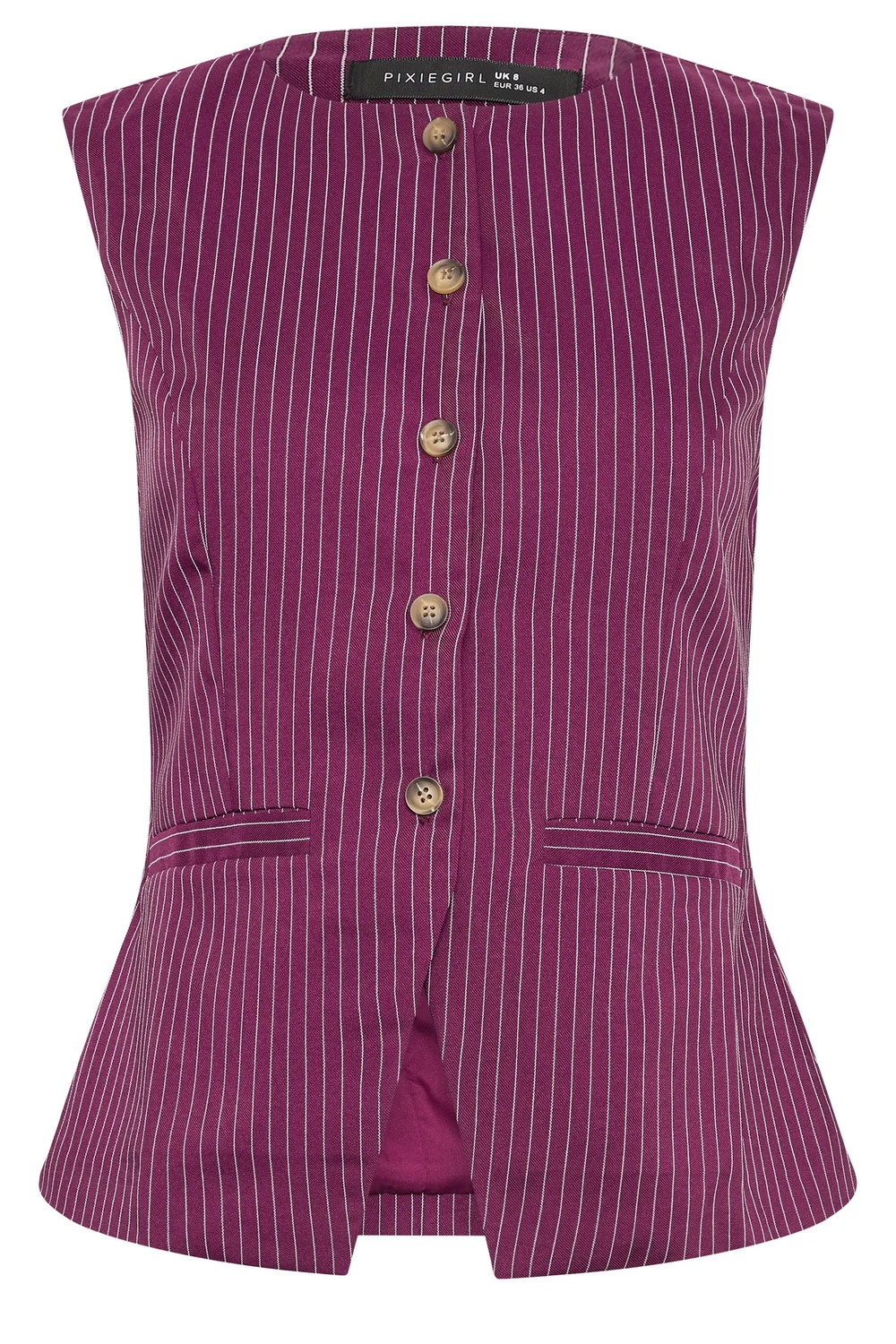 PixieGirl Petite Burgundy Red Pinstripe Waistcoat - 10 Image 5