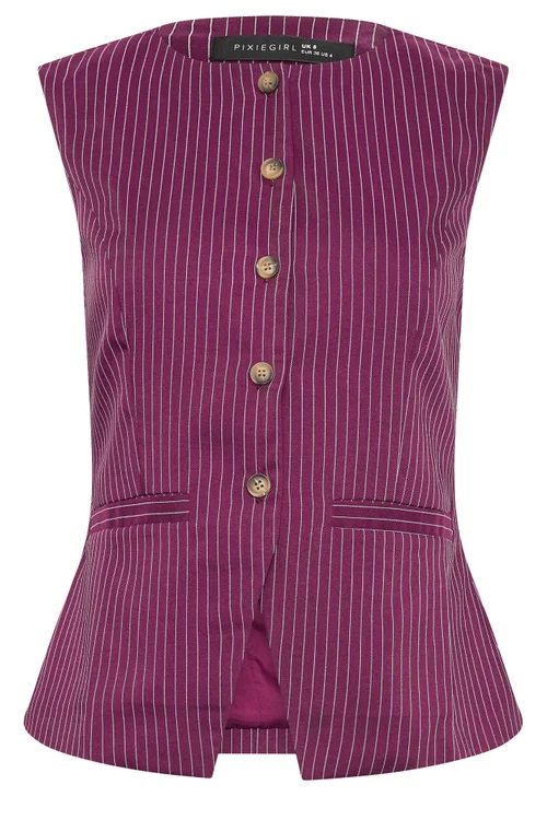 PixieGirl Petite Burgundy Red Pinstripe Waistcoat - 10 Image 5