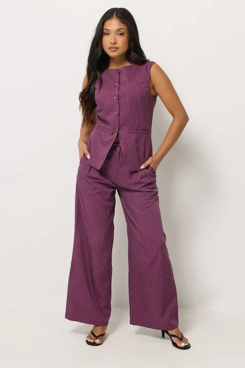 PixieGirl Petite Burgundy Red Pinstripe Waistcoat - 10 Image 2