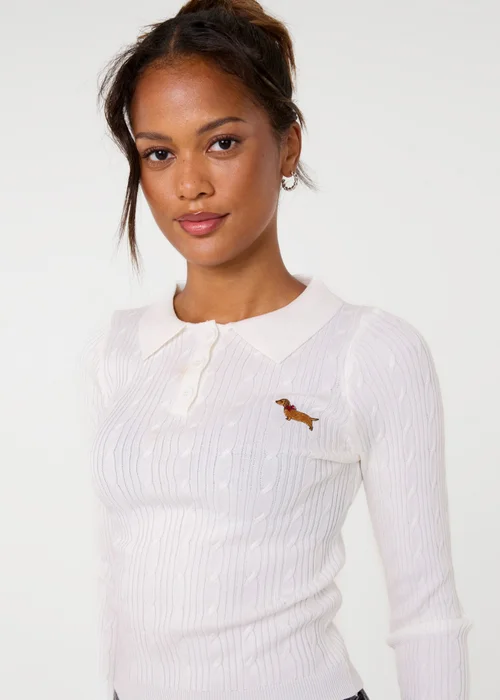 Pink Vanilla Ivory Dog Embroidery Jumper - M/L Image 3