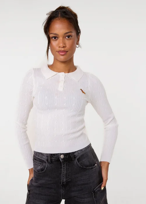 Pink Vanilla Ivory Dog Embroidery Jumper - M/L Image 1