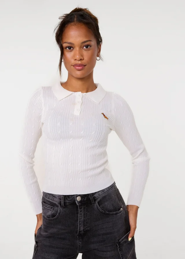 Pink Vanilla Ivory Dog Embroidery Jumper