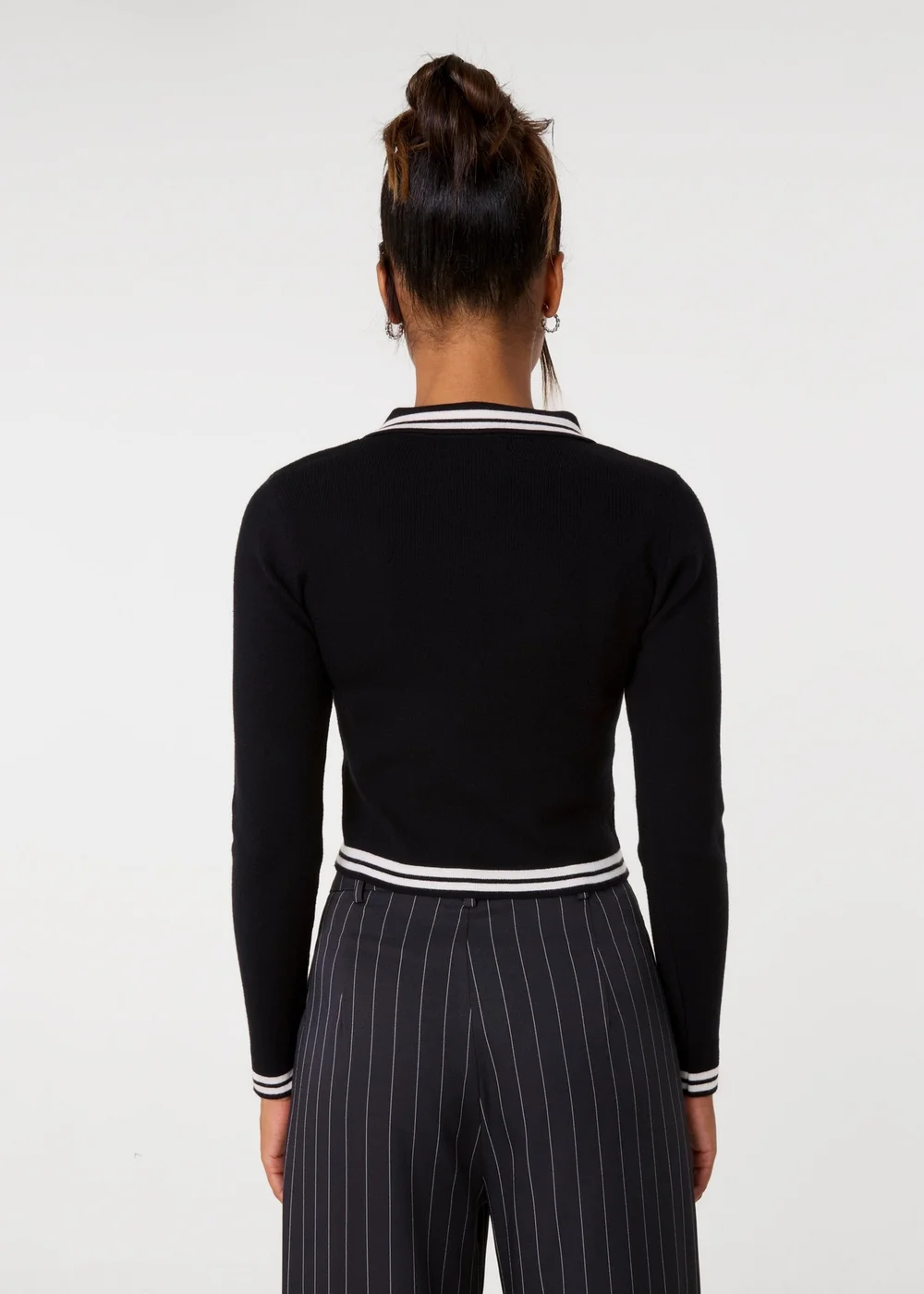 Pink Vanilla Black Contrast Knitted Jumper - S/M Image 4