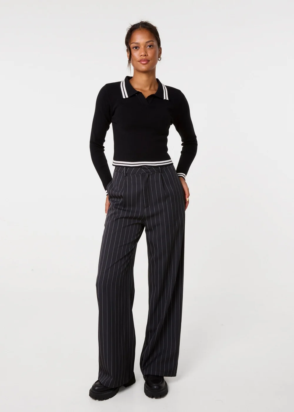 Pink Vanilla Black Contrast Knitted Jumper - S/M Image 2