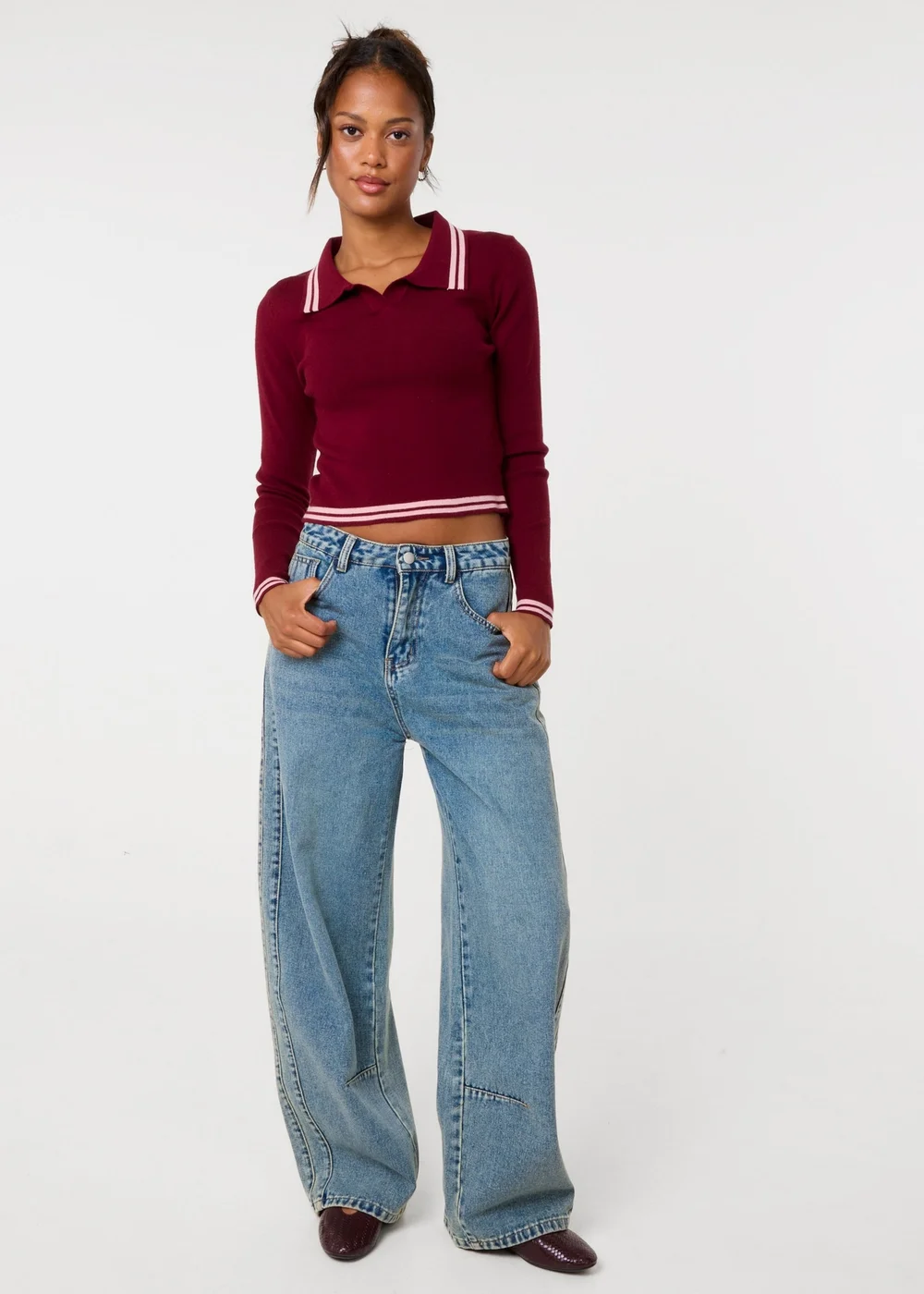 Pink Vanilla Red Contrast Knitted Jumper - M/L Image 2