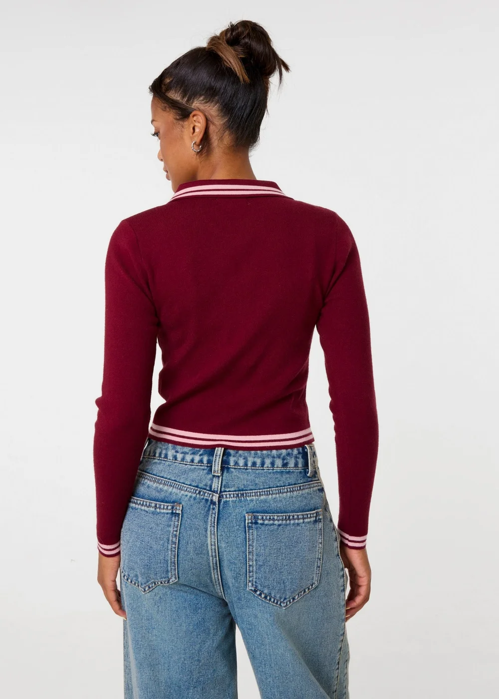Pink Vanilla Red Contrast Knitted Jumper - M/L Image 4