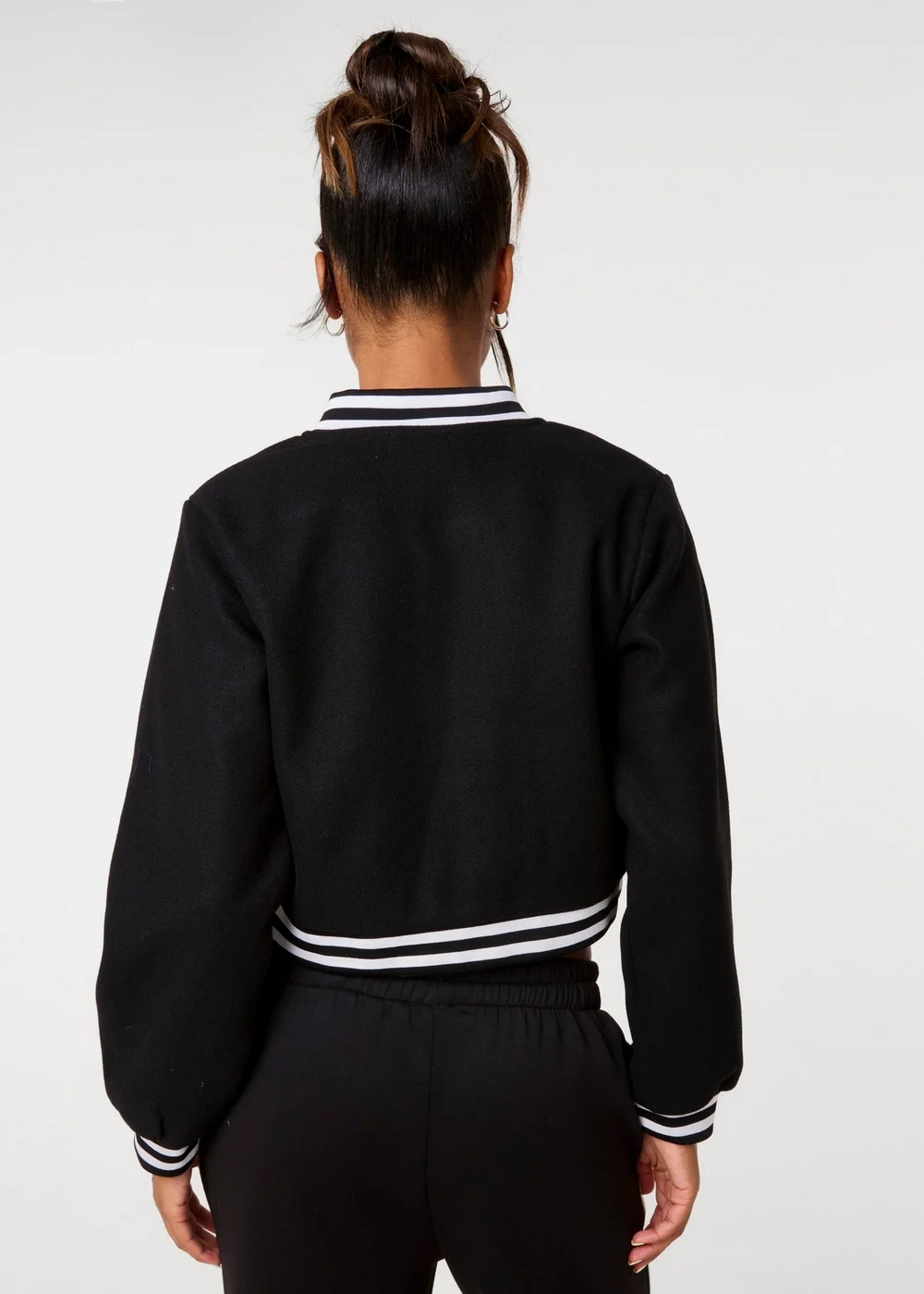 Pink Vanilla Black Contrast Trim Bomber Jacket - M Image 4