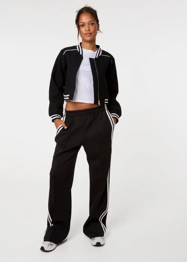 Pink Vanilla Black Contrast Trim Bomber Jacket