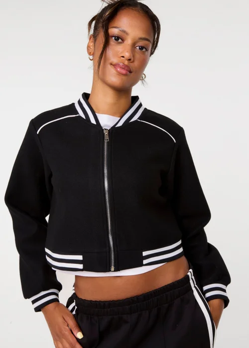 Pink Vanilla Black Contrast Trim Bomber Jacket - M Image 3