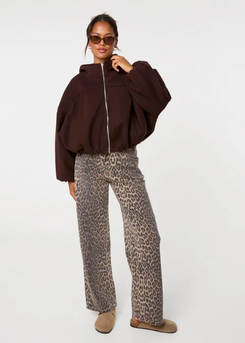 Pink Vanilla Brown Hooded Elasticated Hem Fleecy Jacket - One Size Image 2