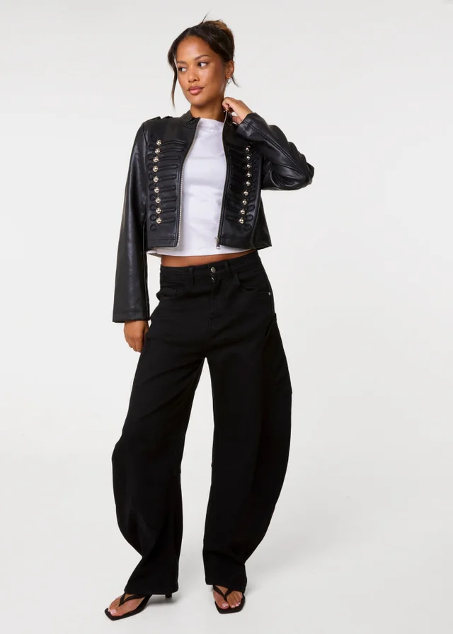 Pink Vanilla Black Military Napoleon Cropped Button Jacket