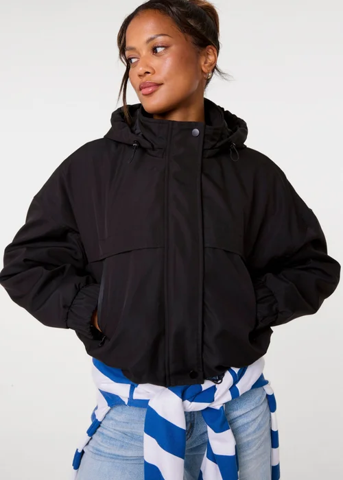 Pink Vanilla Black Hooded Padded Sports Jacket - M/L Image 1