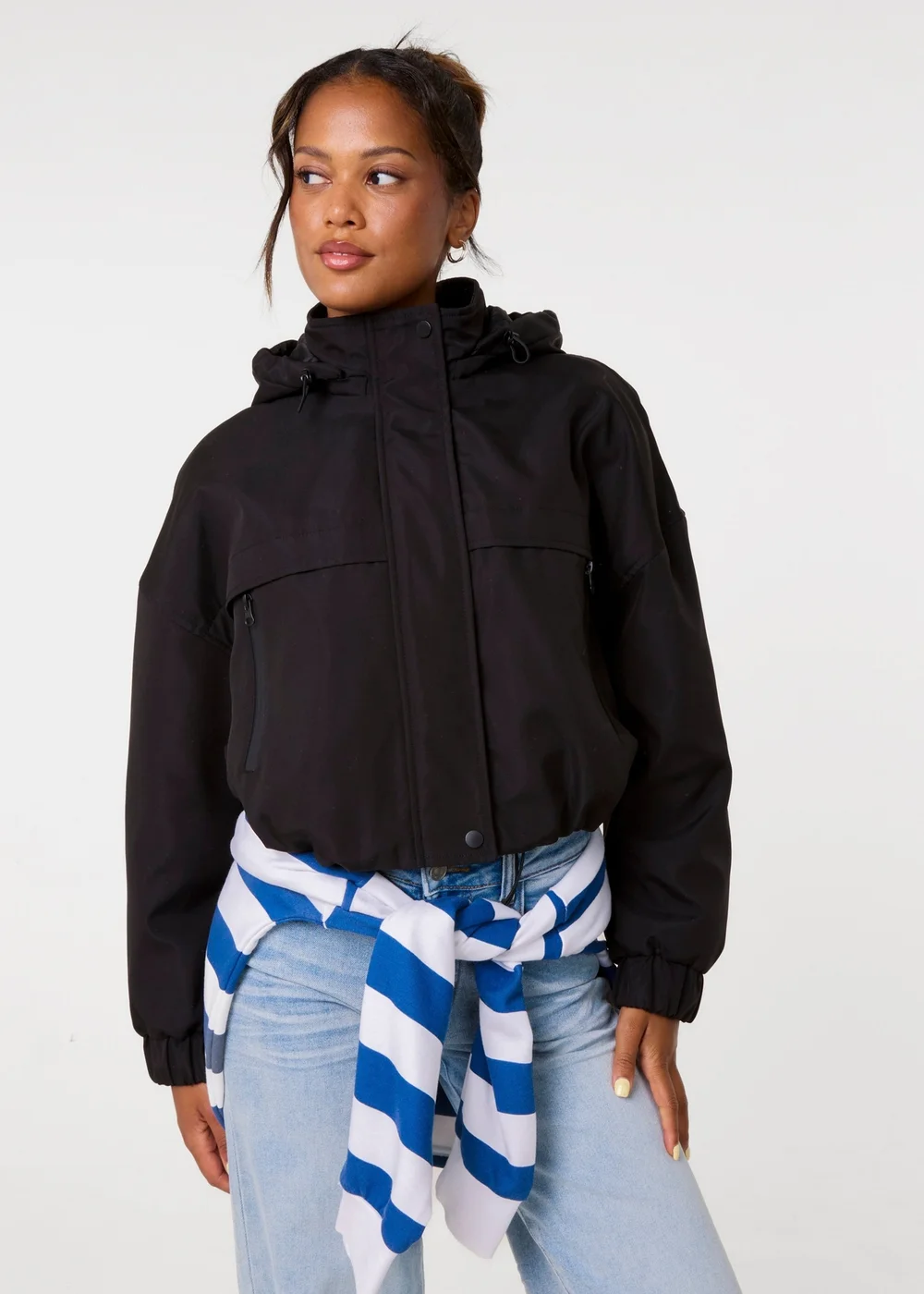 Pink Vanilla Black Hooded Padded Sports Jacket - M/L Image 3