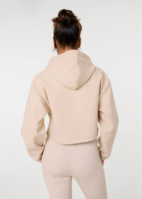 Pink Vanilla Beige Cropped Zip Through Hoodie - M Image 4