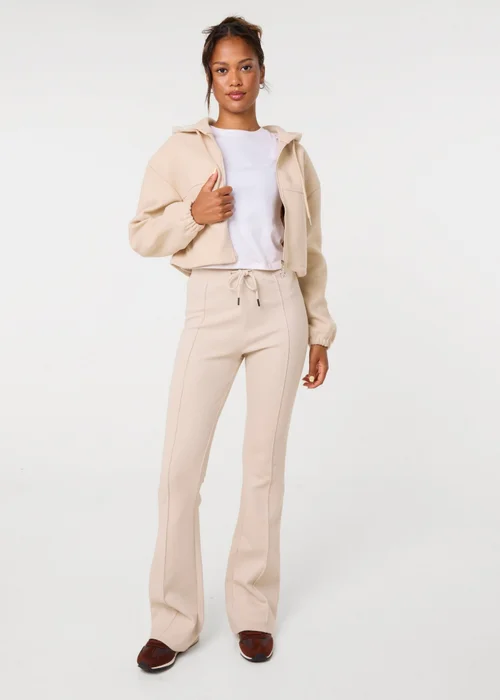 Pink Vanilla Beige Cropped Zip Through Hoodie - M Image 2