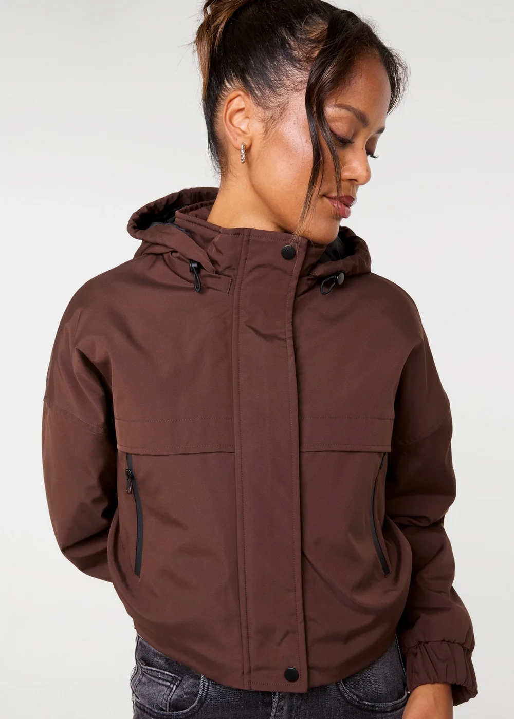 Pink Vanilla Brown Hooded Padded Sports Jacket - M/L Image 3
