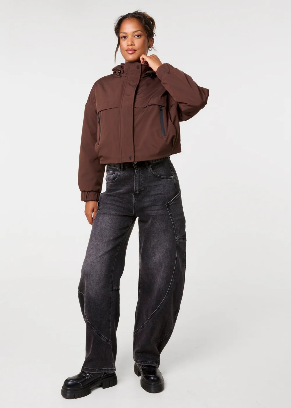 Pink Vanilla Brown Hooded Padded Sports Jacket - M/L Image 2