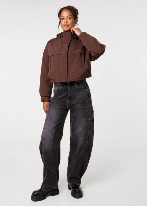 Pink Vanilla Brown Hooded Padded Sports Jacket - M/L Image 2