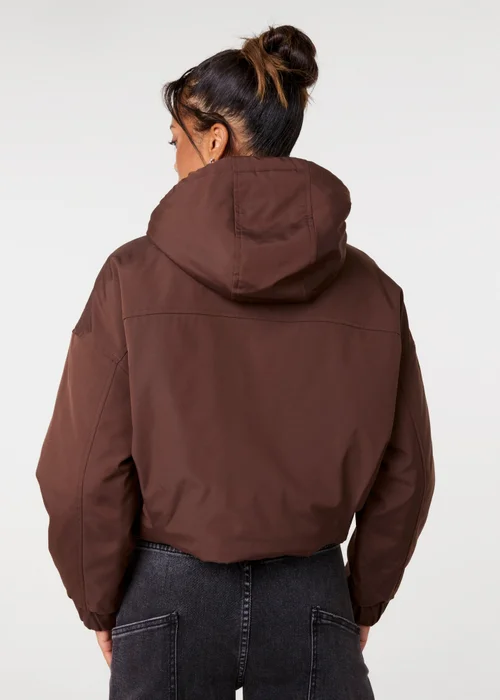 Pink Vanilla Brown Hooded Padded Sports Jacket - M/L Image 4