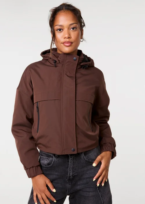 Pink Vanilla Brown Hooded Padded Sports Jacket - M/L Image 1