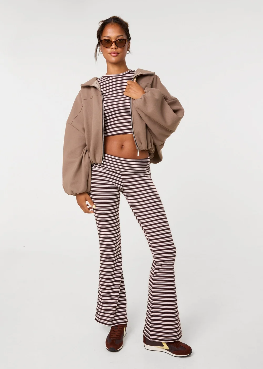Pink Vanilla Beige Hooded Elasticated Hem Fleecy Jacket - One Size Image 2