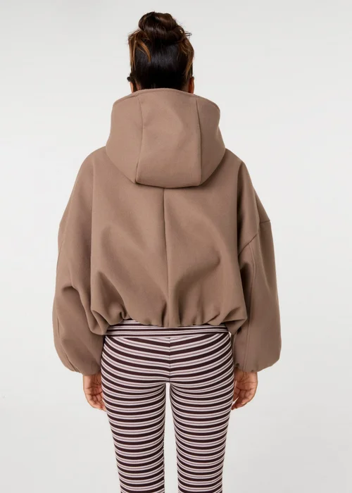 Pink Vanilla Beige Hooded Elasticated Hem Fleecy Jacket - One Size Image 4