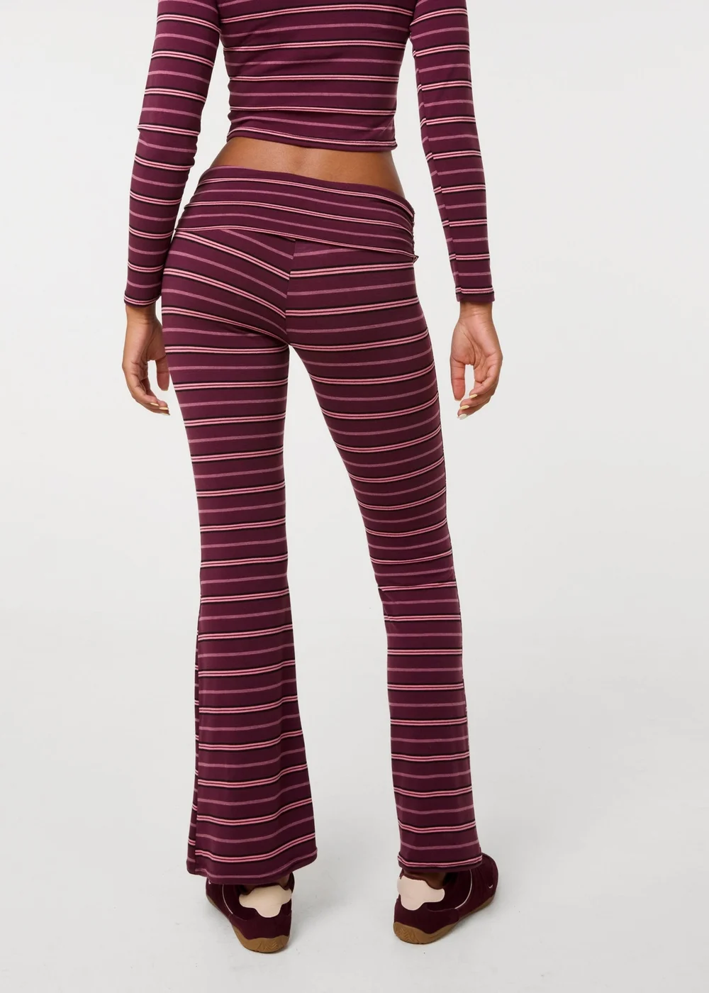 Pink Vanilla Purple Stripe Foldover Trousers - M Image 4