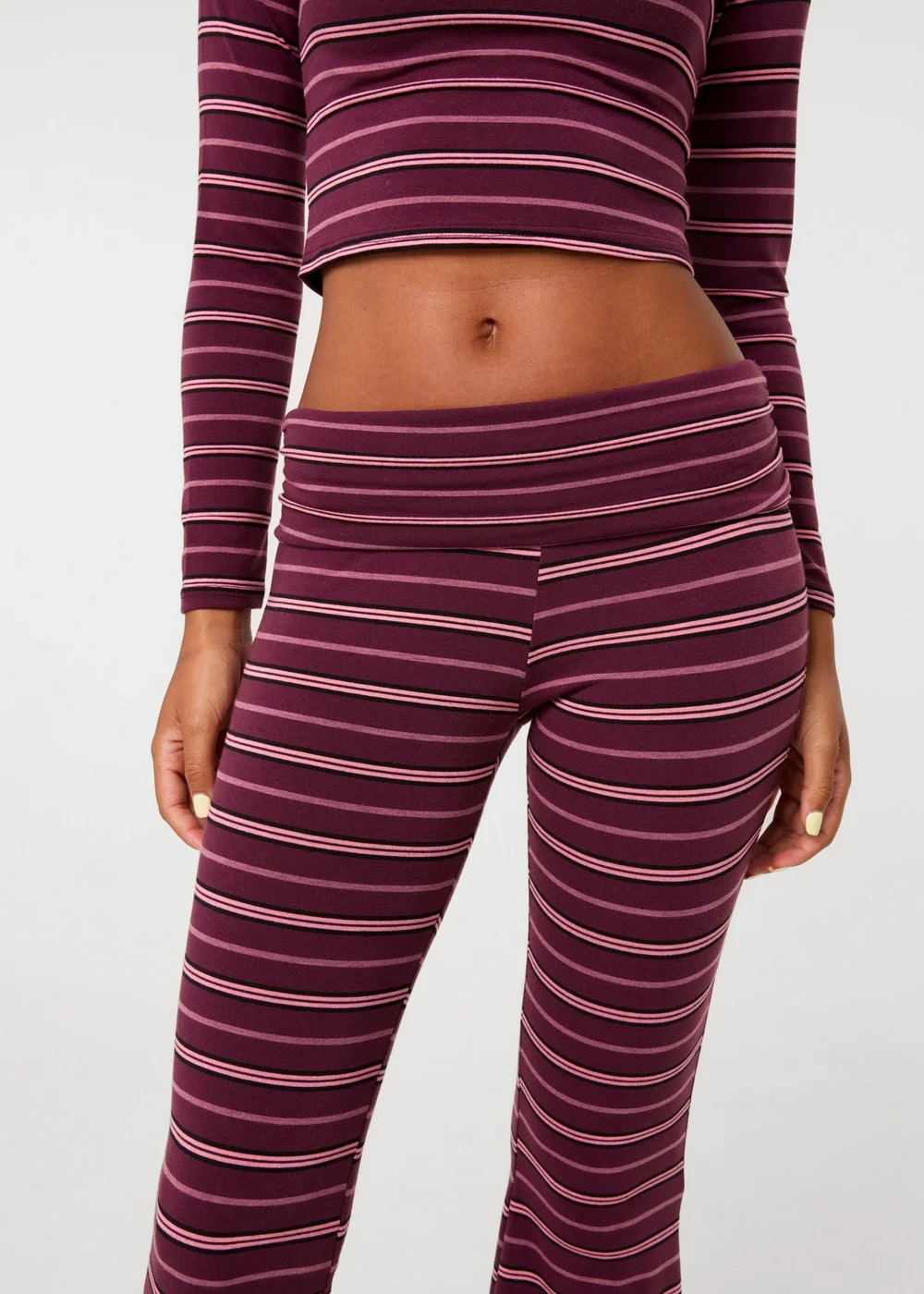 Pink Vanilla Purple Stripe Foldover Trousers - M Image 3